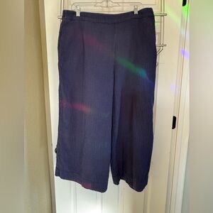 Boden Navy Blue Wide Leg Cropped Gauze Pants